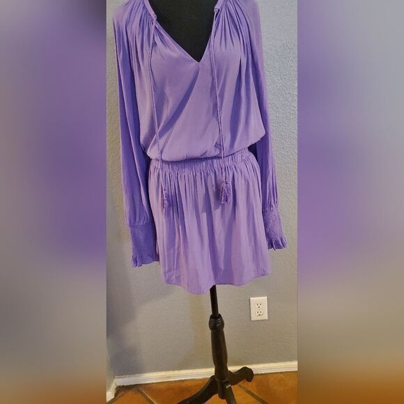 Ramy Brook Brin Tassel Tie Neck Dress Women’s Purple Orchid Lilac – Boho Chic - Picture 3 of 14